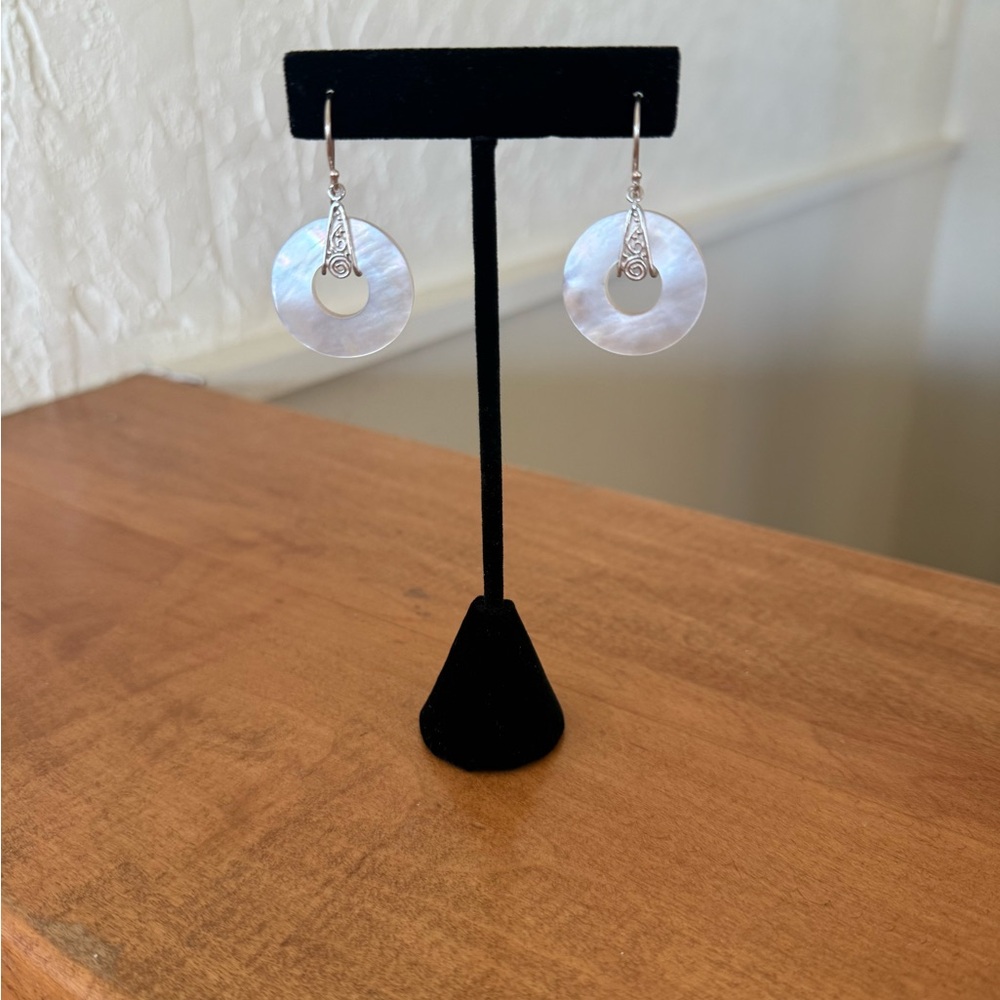 Sterling silver mother of pearl handmade earrings